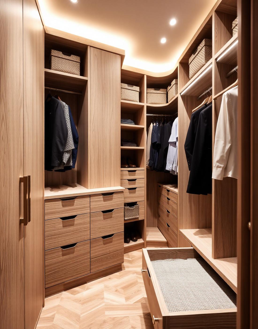 White oak walk-in closet