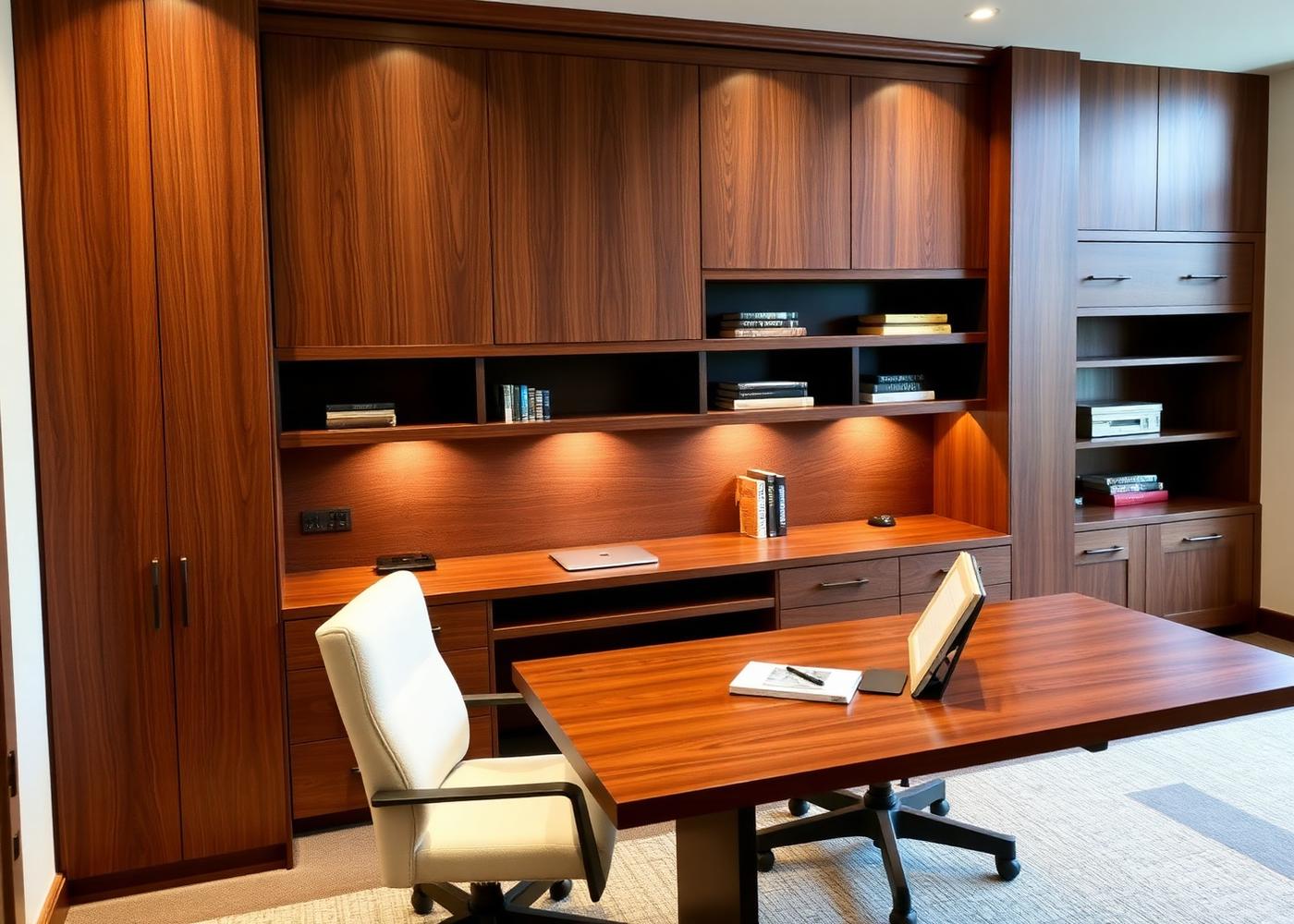 Walnut home office millwork